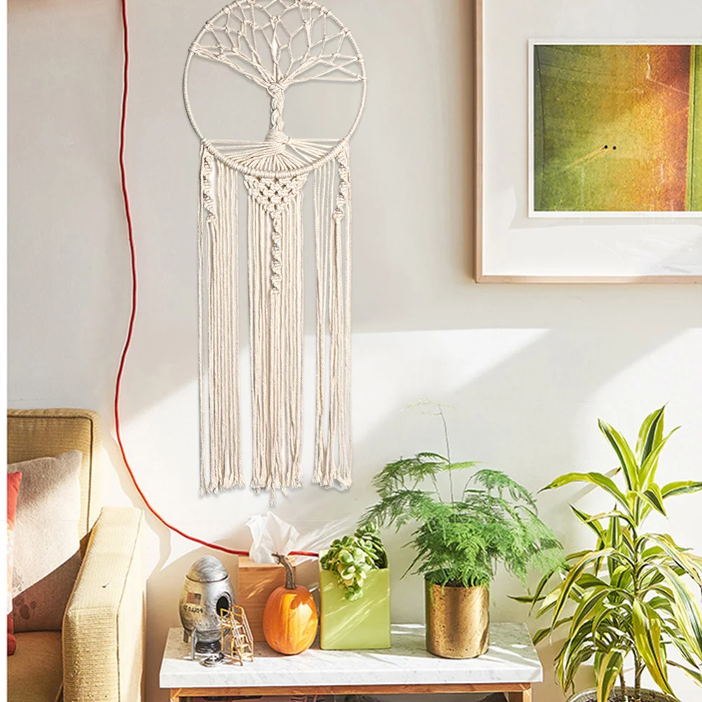 Tree of Life Dream Catcher Wall Hanging Boho Wall Decor with Tassels Home Decor for Nursery Bedroom Chic Ornament Craft Gift
