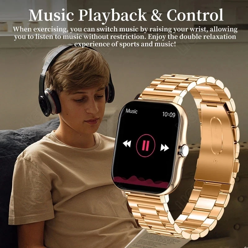 Rastreador de Fitness Inteligentes das Senhoras dos Homens para Mulheres Lige Chamada Bluetooth Relógio Inteligente 1.69 Tela Colorida Toque Completo Relógios - Image 2