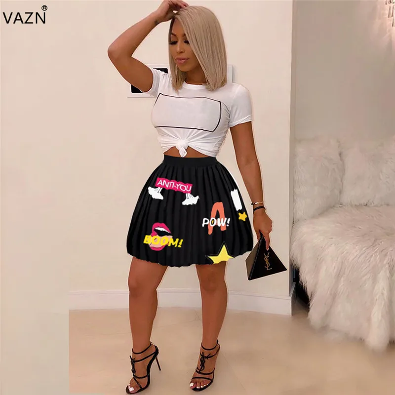 VAZN летние сексуальные стильные женские плиссированные юбки, свободные сексуальные плиссированные мини-юбки, YF8027