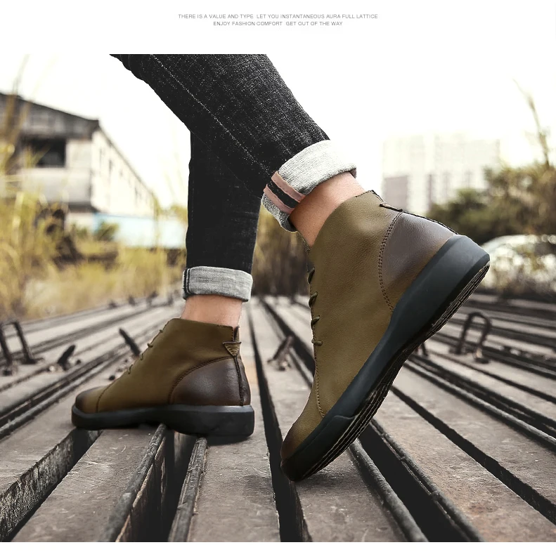 UEXIA Tactic Warm Men Boots Autumn Winter Fur Ankle Fashion High Quality Outdoor Sport Snow Shoes Vintage Footwear Size 38-47