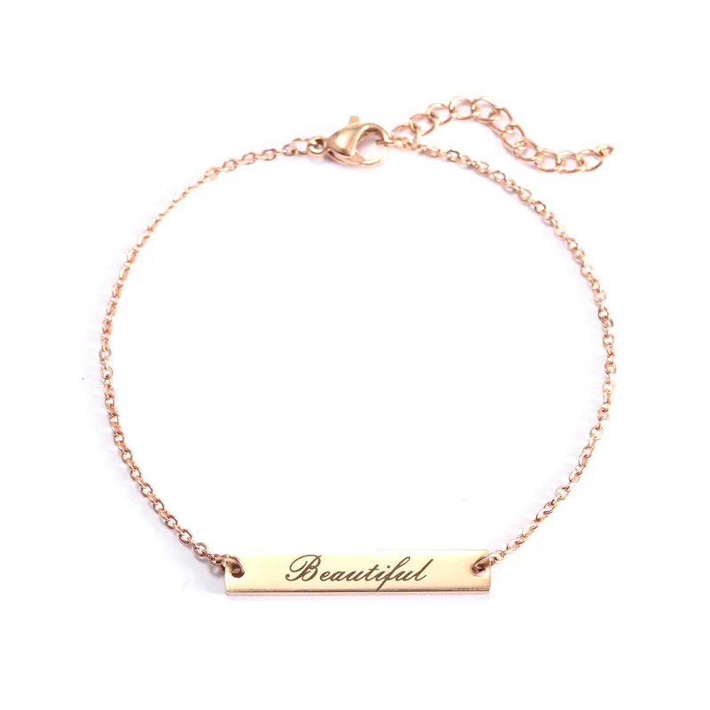 Personality Engrave Any Name Bracelets Women Bar Bangles Gold Silver Color Stainless Steel Chain Bracelet Custom Name Jewelry 2022 zircon name bangles personality custom name bracelet name words letters custom bracelet