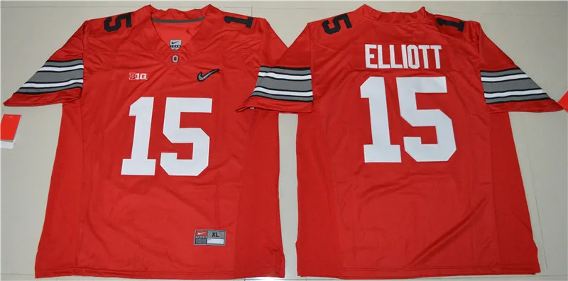 Для Мужчин's Ohio State Buckeyes Иезекииль Эллиот 15 Бриллиантовый квест Колледж Майки