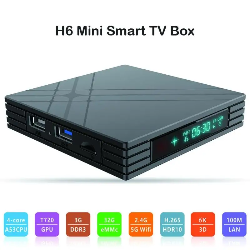 Смарт-ТВ приставка Eachlink H6 Mini 3+ 32G Android 7,0 2,4G wifi 100 Мбит/с Четырехъядерный 4K ТВ приставка Bluetooth приставка для Android
