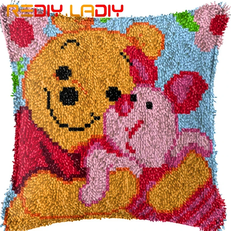 Latch Hook Kits Make Your Own Cushion Love Me Bear Printed Canvas Crochet Pillow Case Latch Hook Cushion Cover Hobby& Crafts - Цвет: BZ071