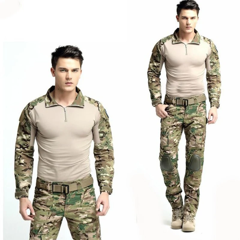 Армейская Военная Униформа камуфляж тактический боевой костюм страйкбол военная игра одежда рубашка+ брюки налокотники наколенники