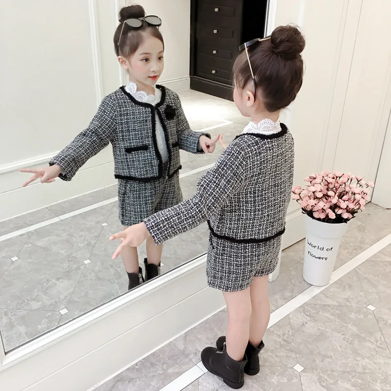 LOVE DD& MM/комплекты для девочек; коллекция года; детская одежда; осенний стиль; Пальто с карманами на пуговицах+ юбка; костюмы