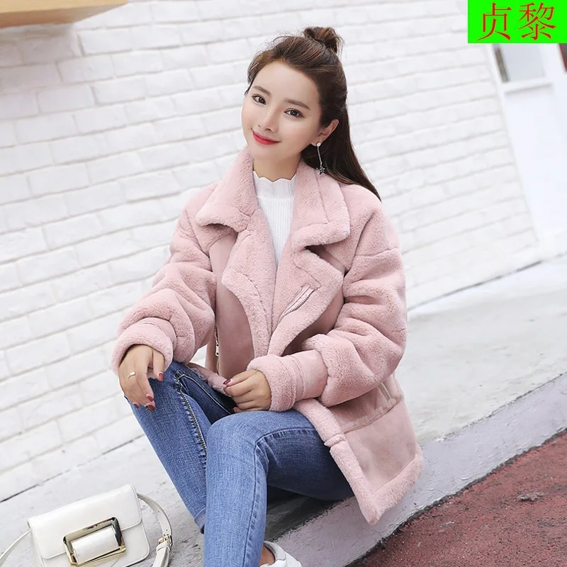 

2018 Winter New Style WOMEN'S Dress Korean-style Short Cotton-padded Jacket Thick Fur Cotton Coat Lambs Wool Cropped Jacket Fash