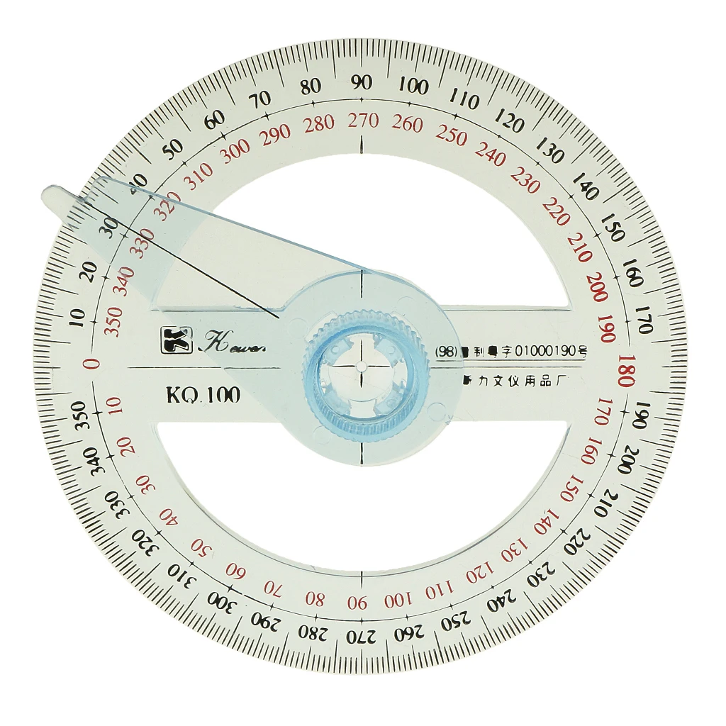 360 Degree Angle Measure 10cm Diameter Protractor Oscillating Arm for School Office