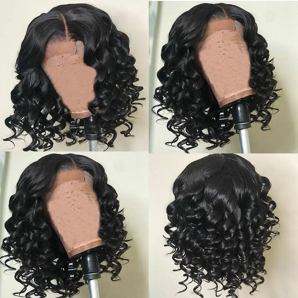 

Short Bob Human Hair 13x6 Lace Front Wigs for Black Women Brazilian Virgin Hair Wavy Lace Front Human Hair Wigs with Baby Hair
