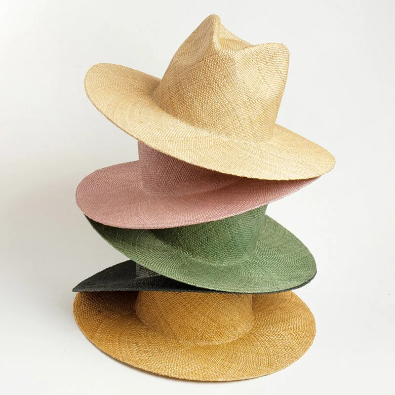 Wide brim straw fedora women's Clearance