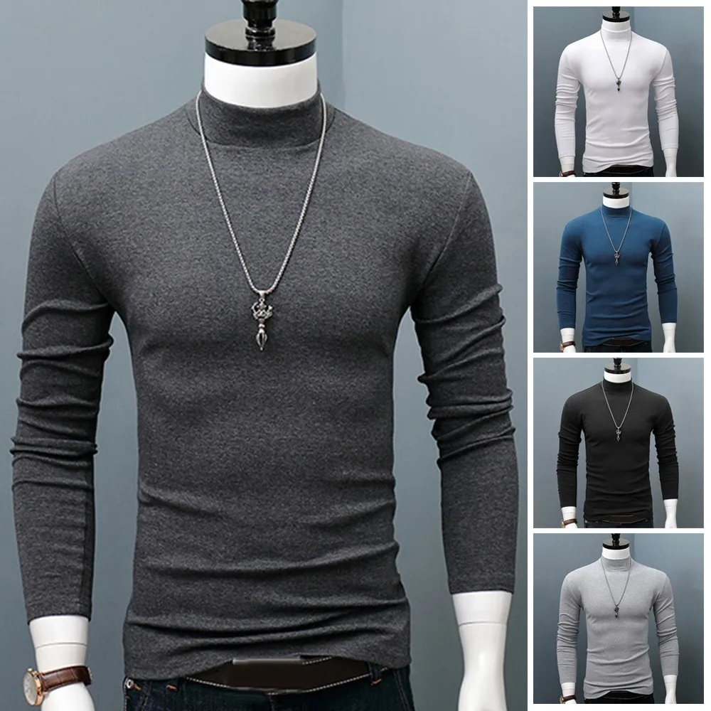 Men's Half High Collar Bottoming Shirt Long Sleeve Uellow