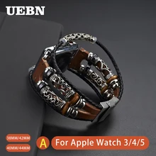 UEBN ремешок из натуральной кожи для Apple watch серии 5 Ретро с ювелирными украшениями на запястье 38 мм 42 мм 40 мм 44 мм ремешок для iwatch 5/4 Ремешки для наручных часов