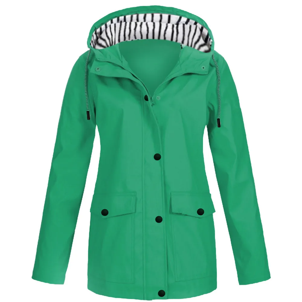 Mint Green Женское быстросохнущее пальто размера плюс, Женский однотонный спортивный плащ с капюшоном, ветронепроницаемые водонепроницаемые куртки Abrigo Mujer Y - Цвет: Mint Green