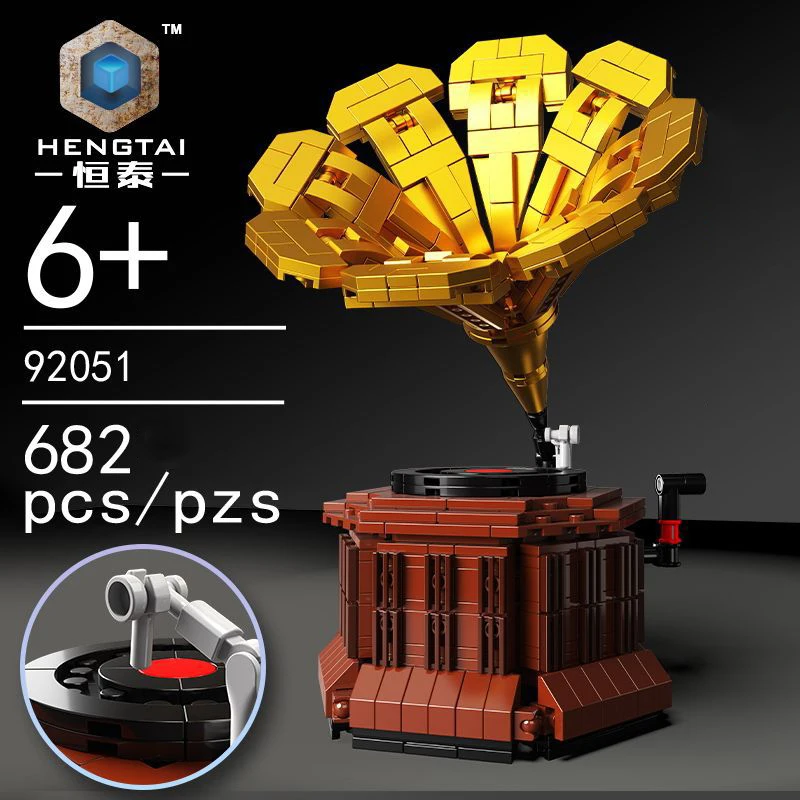 New MOC Music Series 682pcs Classic Phonograph Set Building Blocks Bricks Assembly Mucis Box Model Kits Christmas Gifts Toys | Игрушки и