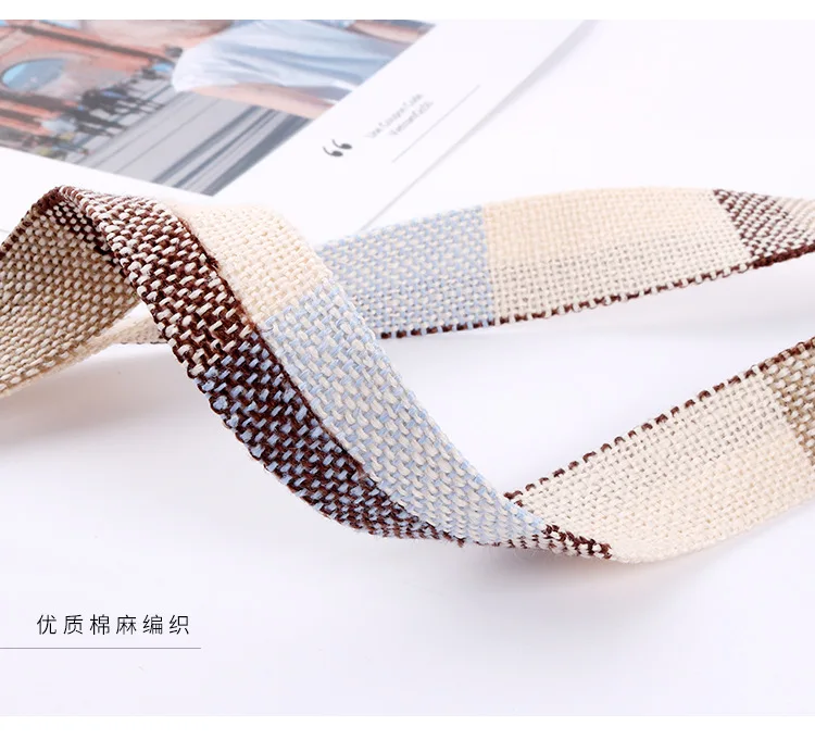 New Style Length Mobile Phone Lanyard Plaid Cotton And Linen Ribbon Employee Documents Work Card Sling Screen Printing-Logo Cust