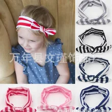 Лидер продаж в Европе и Америке, новая продукция, Детская резинка для волос в полоску,, Детская повязка на голову с кроличьими ушками, обруч для волос