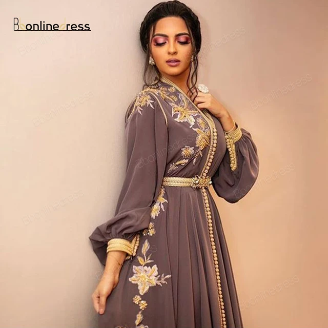 Bbonlinedress Moroccan Caftan Evening Dresses Embroidery Appliques Long Casual Women Dress Arabic Muslim Plus Size Party Robe Same as image