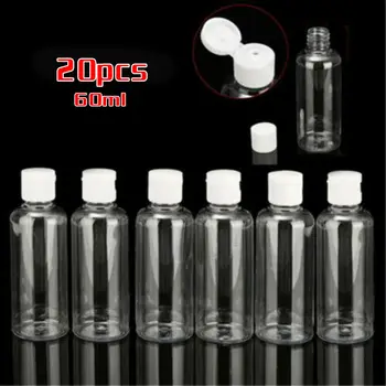 

20PCS 60ml Transparent Split bottles Portable Travel Cosmetic Lotion Container Liquid Shampoo Bottle with Flip Cap Refillable