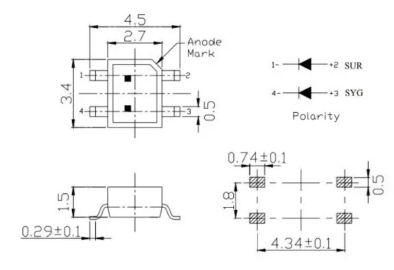OEM SMD биколор 3020 светодиодный Диод для индикатора 4 фута