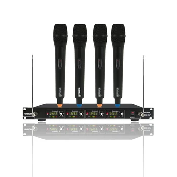 

STARAUDIO Professional 4 Channel VHF Handheld Wireless Microphone System 4CH Mic For Stage Church KTV Club Home Party SMV-4000A