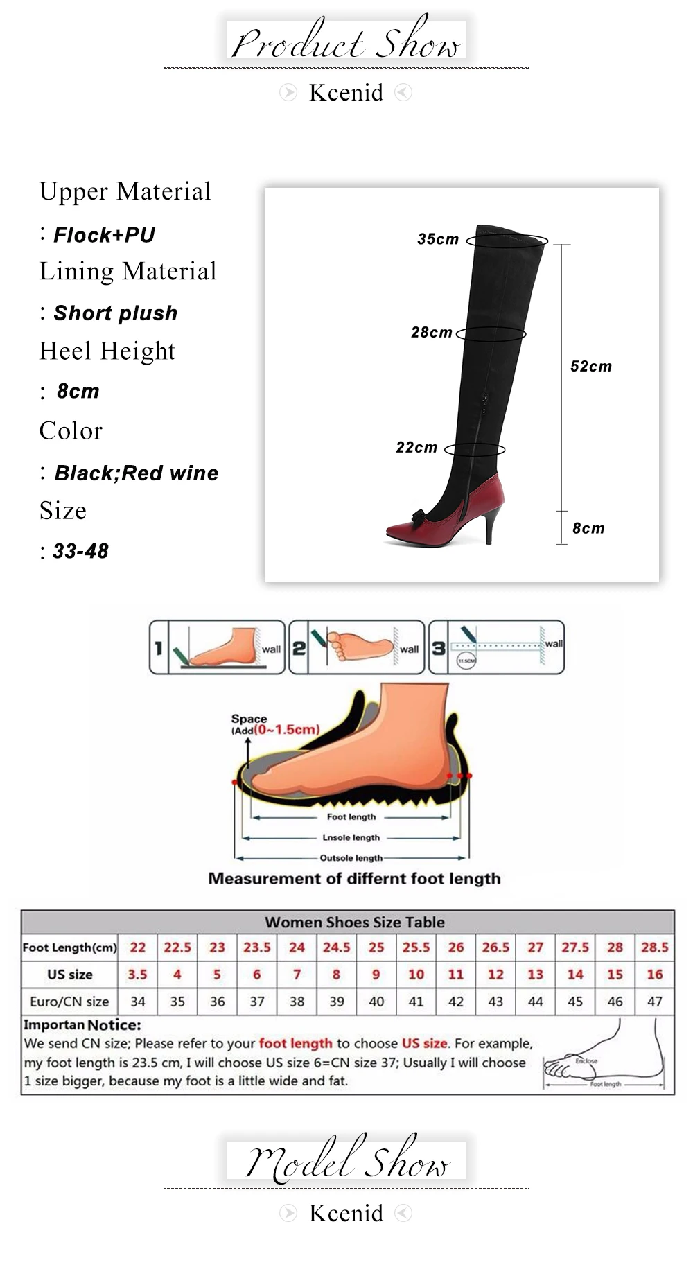 Kcenid Autumn winter thigh high stretch boots pointed toe bowtie over the knee boots party prom shoes women long boots new