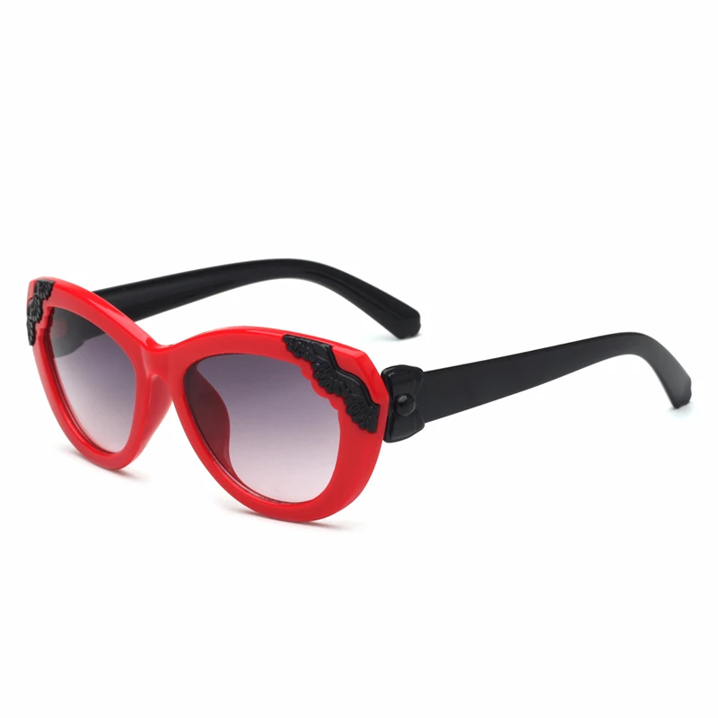 Red new Korean children's sunglasses cartoon cute sunglasses wings baby decoration anti-UV ball sunglasses - Lenses Color: Red