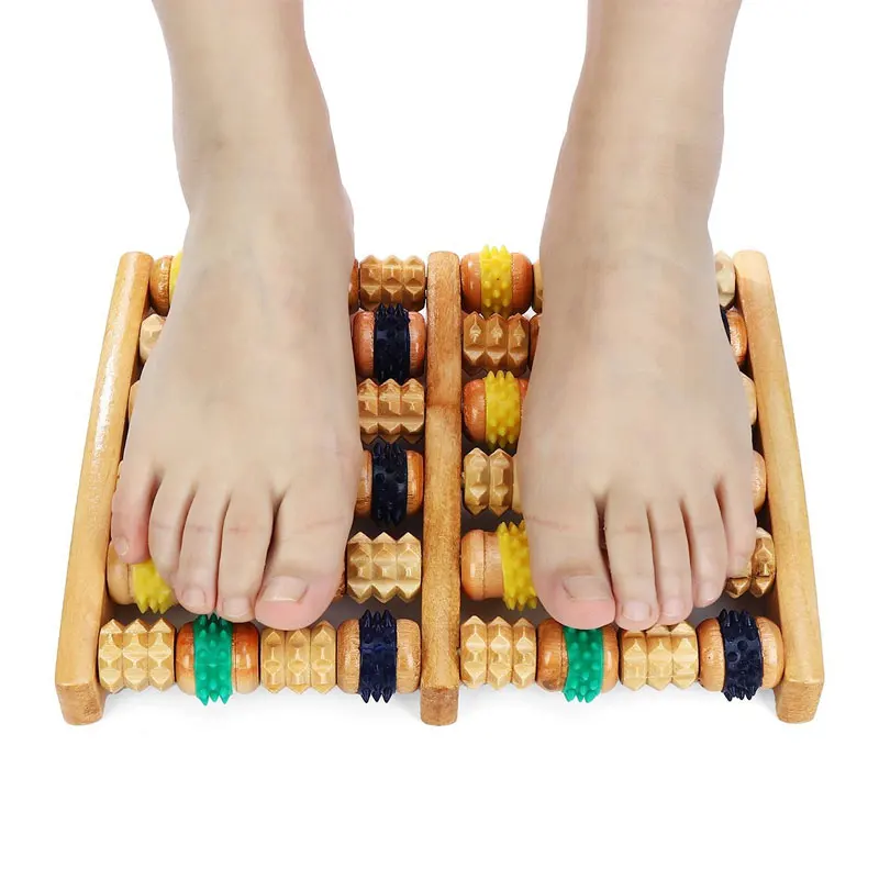 BYEPAIN Wooden Foot Massager Roller Reflexology for Stress Fitness Health Care Feet Massager Colorful Massage Roller Pain Relief