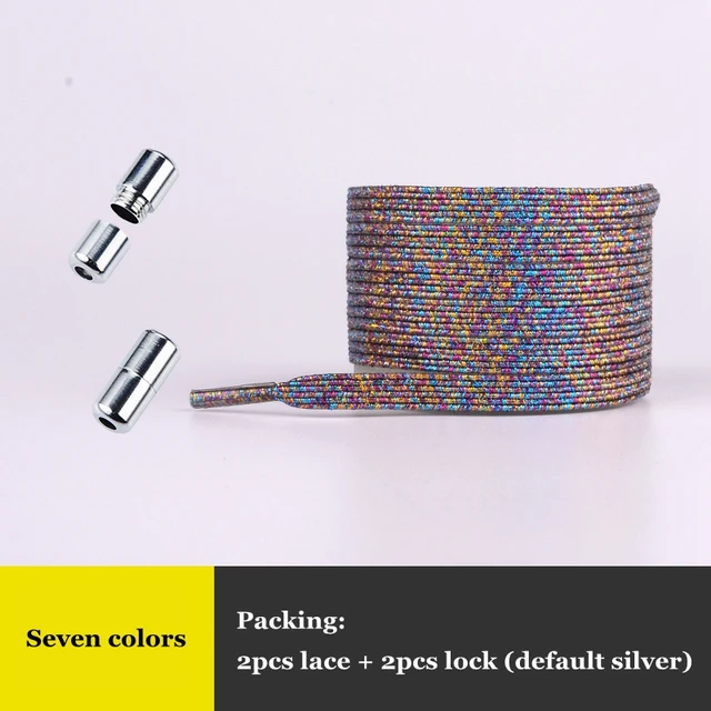 Elastic No Tie Shoelaces Colorful Flat Shoe laces Sneakers shoelace Metal Lock Lazy Laces for Kids Adult One size fits all shoes Seven colors