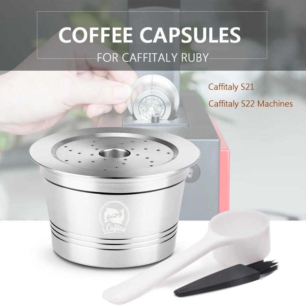 cuchara para Xiaomi Filtro de caf/é reutilizable compatible de la vaina del caf/é de la c/ápsula del caf/é del acero inoxidable recargable con el cepillo