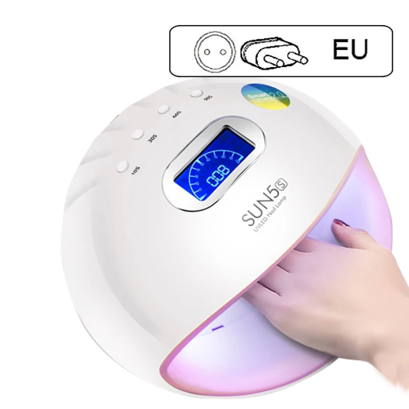 Sun 5s 72W EU Plug SUN5S Nail Art 72W 30LED UV LED Lamp Nail Polish Curing For All Gel Manicure Nail Dryer LCD Auto Sensor 10s/30s/60s/90s Timer - Color: Sun 5s 72W EU Plug