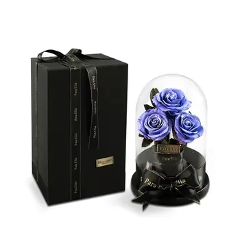 

Enchanted Rose Handmade Preserved Rose Glass Dome on Wood Base 67JB