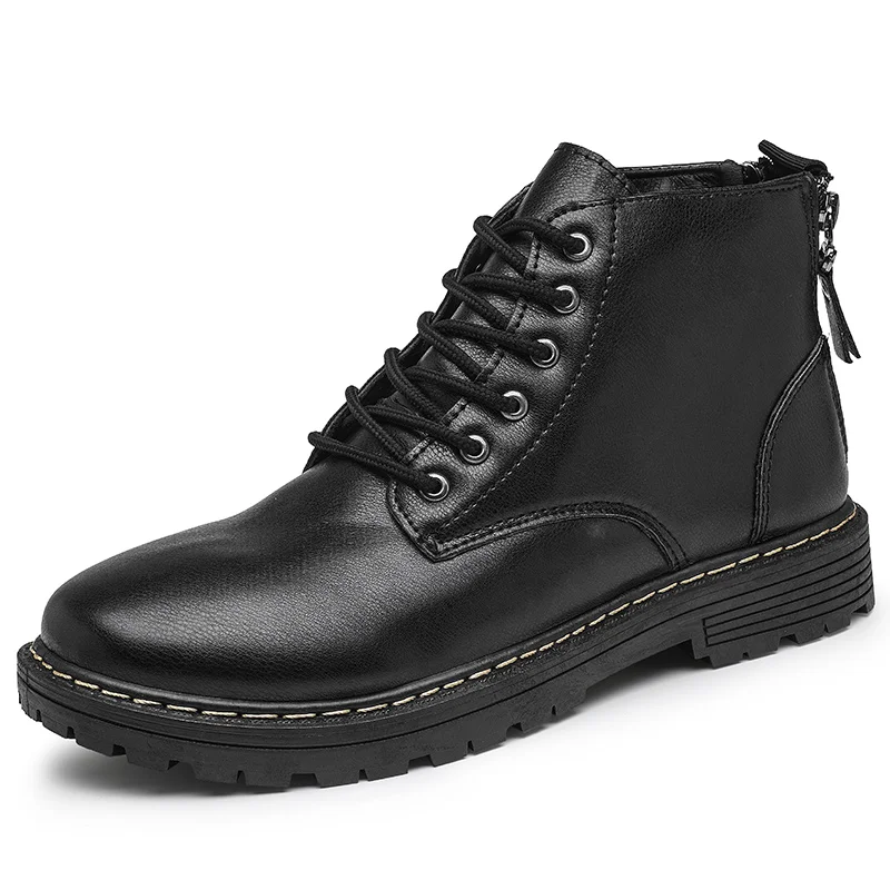 

Martin boots men's Trendy Korean version of work boots lace-up British style thick-soled boots with round toes men's cowhide boo