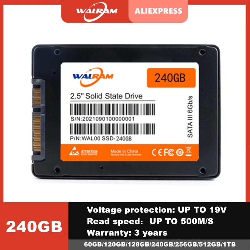 WALRAM SSD HDD SATA3 SSD 240GB SATA III Hard Disk 240 GB SSD 120GB SSD 512gb 1tb Internal Solid State Drive for Desktop Laptop