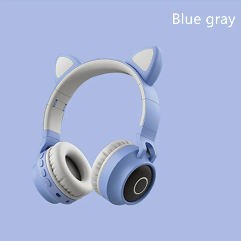 Blue gray Беспроводные Bluetooth наушники 5,0 светодиодный, новинка, кошачьи наушники с шумоподавлением, гарнитура поддерживает TF карту, гарнитура HIFI наушники и микрофон - Цвет: Blue gray