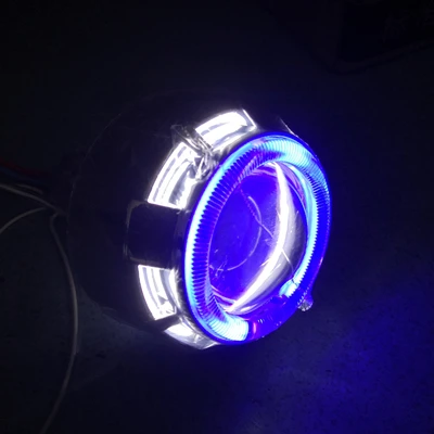 blue white 2,0 дюймов 35 Вт автомобиль и мотоцикл H1 H4 H7 би-ксенон HID проектор объектив мотоцикл Противотуманные фары двойной CCFL ангельские глазки с балластом - Цвет: blue white