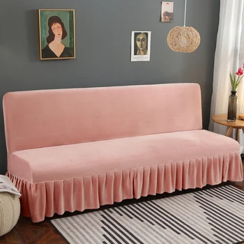

1 Piece Sofa Bed Cover European Thickened Sofa Cover Without Armrest Pink Warm Color Home Sofa Cover