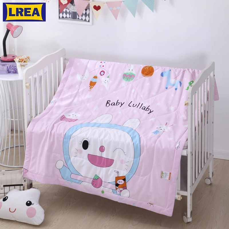 LREA/детское летнее стеганное одеяло из 100% хлопка с милым рисунком кота, 120x150 см, классное и удобное