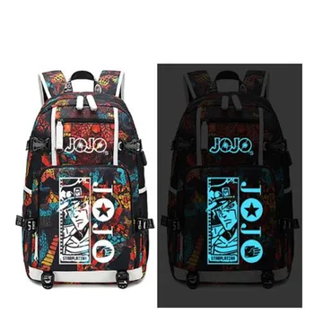 

Anime Jojo Adventure Backpack USB Port Rucksack Bag Snake Pattern Teenager Student BookBags travel Shoulder Laptop Bag