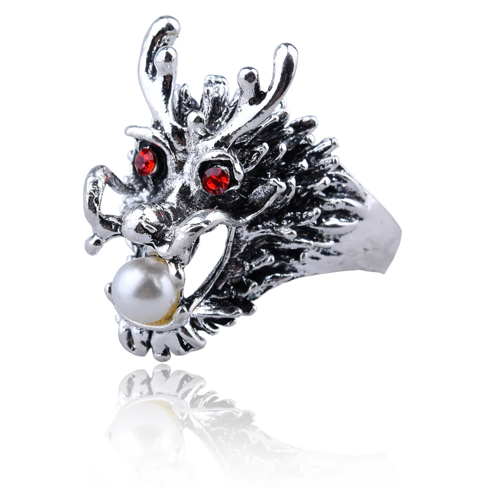 

Free Fan Domineering Men's Dragon Ring New 2019 Antique Silver Metal Alloy Punk Finger Ring Jewelry For Men