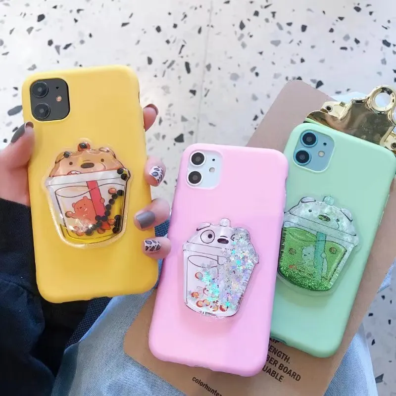 

3D Cartoon Liquid Bear Milk Tea Phone Case for OPPO A3 A3S A5 A5S A7 A9 2020 A39 A57 A59 A73 A79 A83 F1S F5 F9 F11 Pro R9s Reno