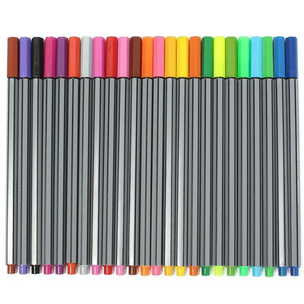

24 Colors Drawing Water Color Pen 0.4mm Tip School Office Fine Line Stationery Sketch Smooth Marker Art Supplies