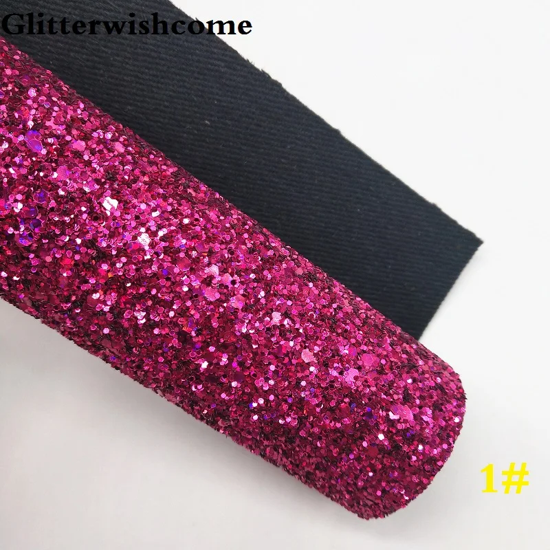 Glitterwishcome 21X29 см A4 размер винил для бантов, переливающийся массивный блеск кожа ткань винил для бантов, GM120A - Цвет: 1