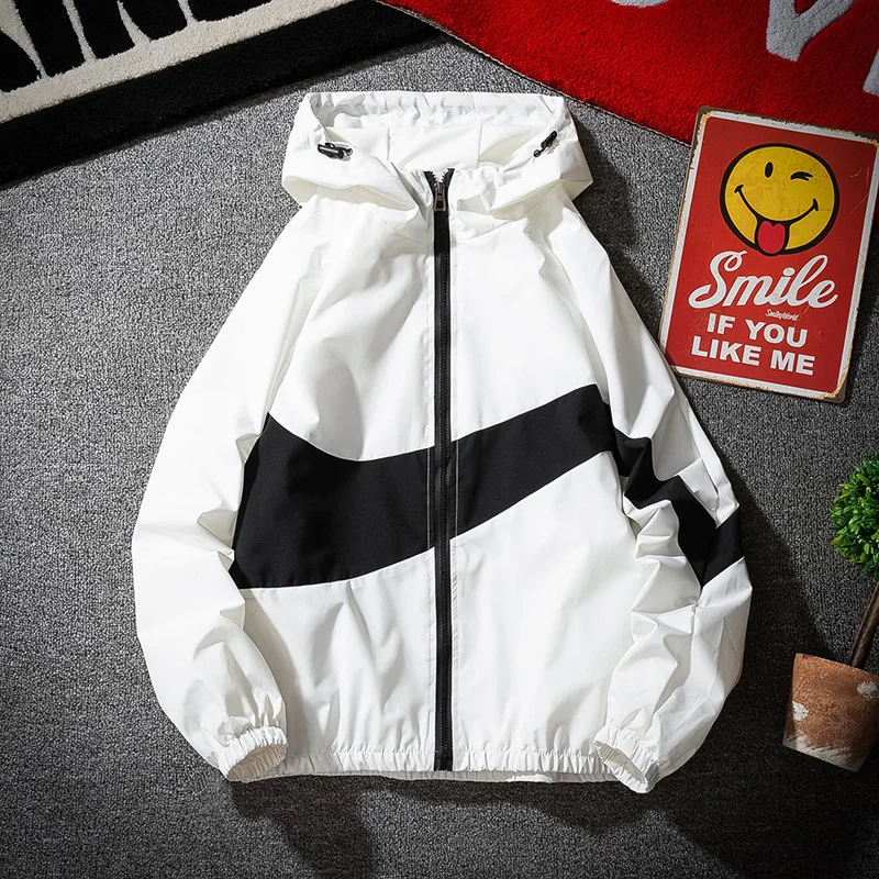 Spring and autumn men's jackets hip-hop windbreaker hooded casual zipper shirt men's casual street men's jackets Spring and autumn men's jackets hip-hop windbreaker hooded casual zipper shirt men's casual street men's jackets