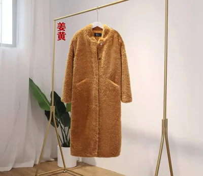 dark yellow Winter Women Thick Warm Long Faux Fur Coat Female Brand High Quality Fluffy Fur Jacket Plus Size Loose Parkas teddy coat LY711 - Цвет: dark yellow