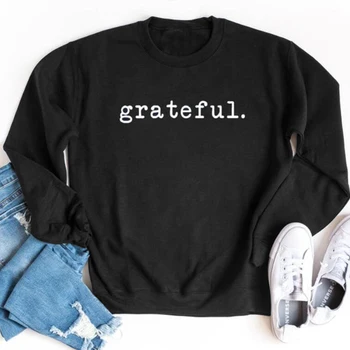 

Grateful Sweatshirt Women Letter Harajuku Long Sleeve Pullover Hoodies Thanksgiving Day Tops Gift Causal Streetwear Dropshipping