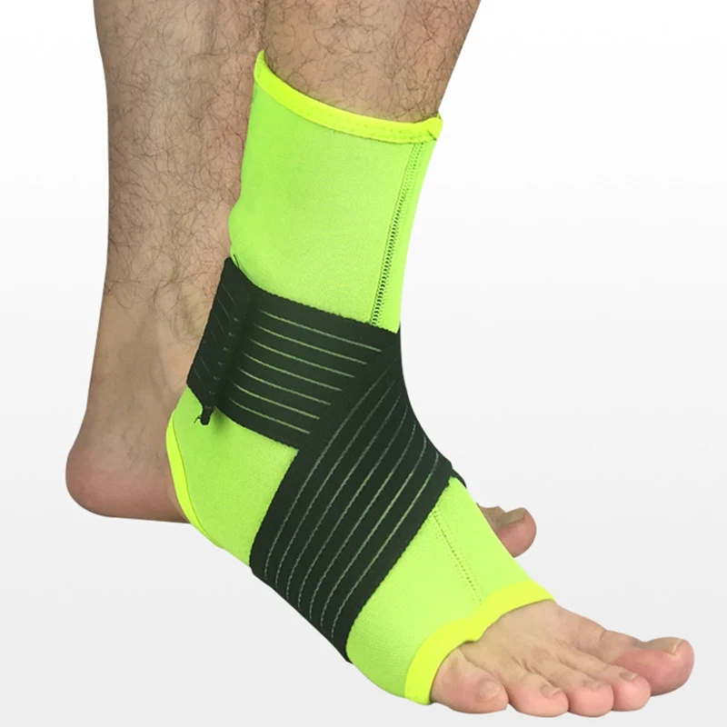 Fluorescent Green 1 шт. Регулируемая компрессионная поддержка лодыжки дышащий эластичный бег Футбол брекет защита лодыжки Защитная повязка - Цвет: Fluorescent Green
