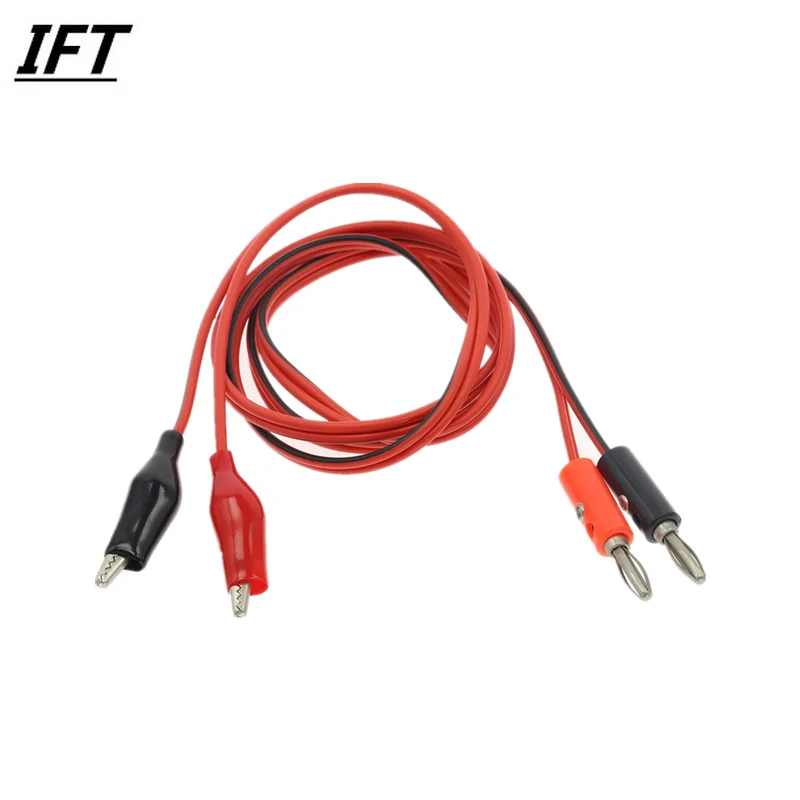 Multimeter Alligator Test Lead Clip to 4mm Banana Probe Cable Black Red 1M