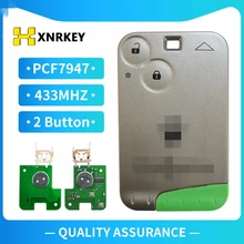 

XNRKEY 5 Pcs 2 Button Smart Key Card ID46 PCF7947 Chip 433Mhz for Renault Valatis With Logo and Words Green Blade Remote Key