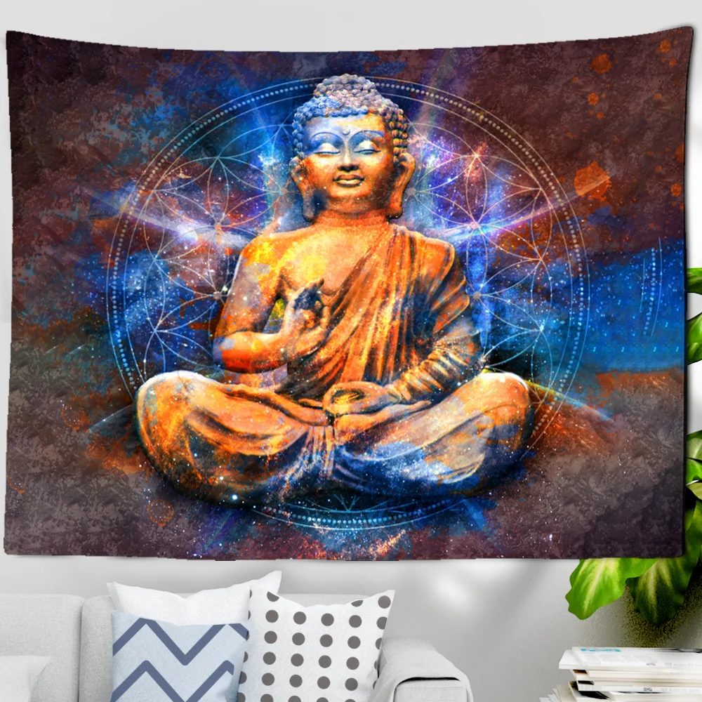 Buddha Tapestry Wall Hanging Meditator Seven Chakras Indian Bohemian Style Mandala Tapiz Hippie Home Decor 3