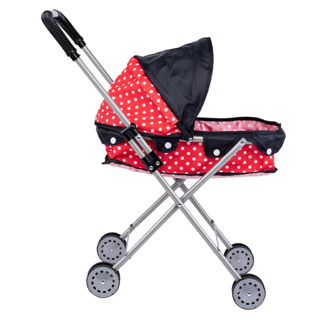 Portable Dotted Push Stroller With 4 Swivel Wheels For Mellchan Doll Toy Outdoor 2
